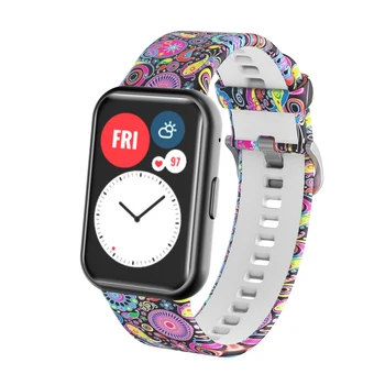 Nowy druk kolorowy silikonowy pasek watchband Huawei Watch Fit Smartwatch band wymiana opaski dla Huawei fit akcesoria