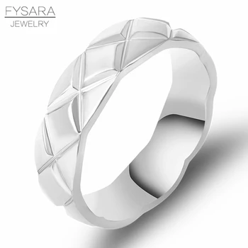 FYSARA Luxury Brand Cross Intersect Mesh Rings For Female Titanium Steel Midi Silver Color Wedding Rings Love Couple Ring Finger