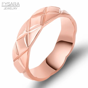 FYSARA Luxury Brand Cross Intersect Mesh Rings For Female Titanium Steel Midi Silver Color Wedding Rings Love Couple Ring Finger