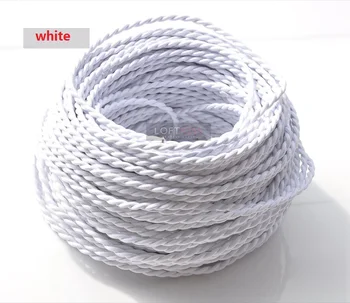 Biały 5/10/20Meters 2 sedno elektryczny linowy przewód antyczny wiklina twisted tkaniny oświetlenia kabel tkaniny Jedwabne przewód giętki przewód