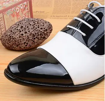 MIUBU wiosna jesień moda buty Męskie lakierowana skóra mężczyzn sukienka obuwie biały czarny męski z miękkiej skóry ślubne оксфордские buty