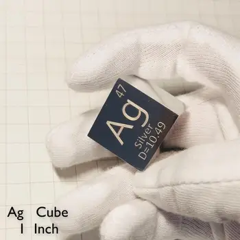 Metal Ag, Argentum Silver Cube 1 calowy format okresowego wysoka czystość 9999%