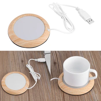 3 kolory USB Wood Grain Cup Warmer Heat Beverage Mug Mat Keep Drink Warm Heater Mugs Coaster