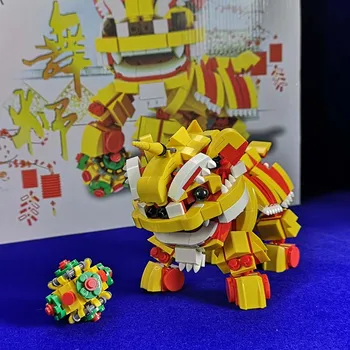 522 szt. mini taniec lwa bloki zabawki dla dzieci 2020 Nowa kolekcja chińskiej kultury rysunek model śmieszne cegły zabawka dla dzieci