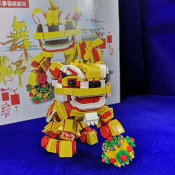 522 szt. mini taniec lwa bloki zabawki dla dzieci 2020 Nowa kolekcja chińskiej kultury rysunek model śmieszne cegły zabawka dla dzieci