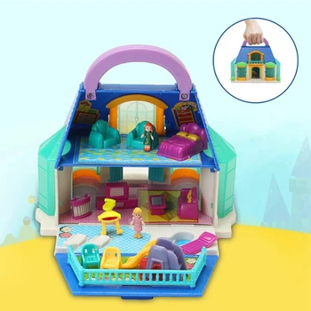 Zabaw dla dzieci dom zabawka dziewczyna walizka dom dla Lalek montażowy zestaw zabawkowy model Budowlane zestawy willa dom DIY akcesoria meblowe