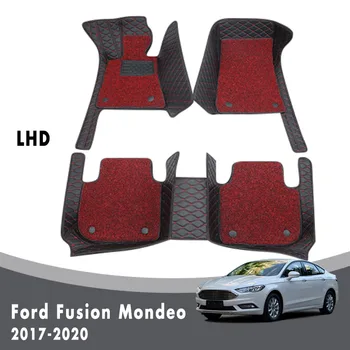 Ford Fusion, Mondeo 2020 2019 2018 2017 Dywaniki Samochodowe Luksusowe Dwuwarstwowe Druciane Pętle Wnętrze Wodoodporne Skórzane Dywany