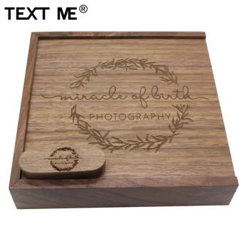 Tekst mi logo orzech drewniany+skrzynia pamięci usb 4 GB 8 GB 16 GB 32 GB 64 GB usb2.0 na zamówienie najlepszy prezent pendrive