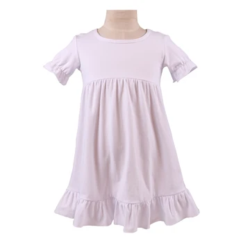 Dla dzieci sukienki dla dziewczynek bawełniane fale Smoak jednolity kolor sukni piżamy z krótkim rękawem letnia dziewczyna puste dziewczyny sukienkę