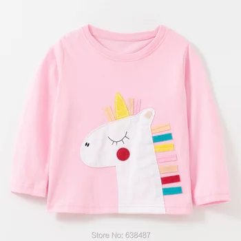 Jednorożec bawełna różowy Baby Girls koszulka marki 2021 dzieci topy tee dzieci z długim rękawem t-shirt Dziewczyna odzież dziecięca Bebe bluzka