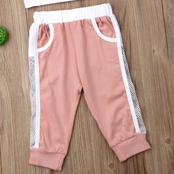 Pudcoco US Stock Toddler Girls 1-6Y Summer Tank Crop Solid Tops+Mesh Lace Pants odzież sportowa strój sportowy