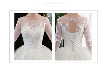 Nowa letnia lekka suknia ślubna 2020 Vestidos De Novia new white bride O neck dream princess simple Three Quarter Lace aplikacje