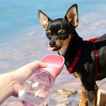 350 ml Pet przenośna butelka wody jeden przycisk do sterowania zamknięte wysokiej jakości materiał pies lub herbaty Out Drinker Hervid para Mascota