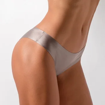 5 szt. kobiet sexy jednolity kolor z niskiej talii elastyczny ultra-cienki stringi bezszwowe stringi bielizna plus size