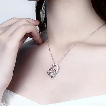 Romantyczny 925 srebro miłość Serce 6.0 mm okrągły DEF муассанит Diament klejnot wisiorek naszyjnik biżuteria hurtowych