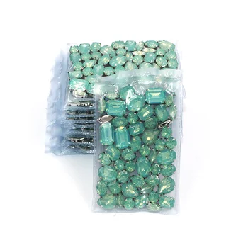 Nowa sprzedaż Hurtowa 5 worków mieszanej formy oliwkowo zielone cyrkonie żywica srebrna podstawa przyszyć rhinestone akcesoria do ubrań