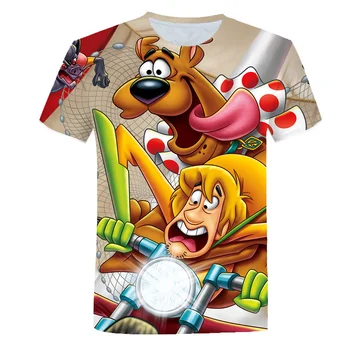3D kreskówki druku t-shirt dla dzieci Scooby Doo chłopcy bluzki zwierząt koszulka dziewczyny odzież śmieszne Kawaii odzież anime koszulka 4-14Т