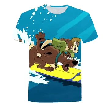 3D kreskówki druku t-shirt dla dzieci Scooby Doo chłopcy bluzki zwierząt koszulka dziewczyny odzież śmieszne Kawaii odzież anime koszulka 4-14Т