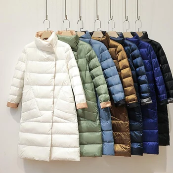SEDUTMO Winter Plus Size 5XL kurtki Damskie ultra lekkie długi płaszcz dwustronny cienka wiosenna cienka pocket puchowa płaszcz ED1165
