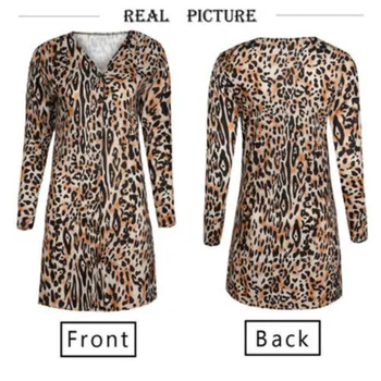 Kurtki 2018 gorąca jesień klasyczny nowy modny damski V-neck z długim rękawem leopard print płaszcz kurtka S-XL