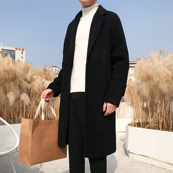 YouZhao koreański styl wiatrówka męska długi styl jesień piękna szczupła super długi płaszcz tendencja płaszcz