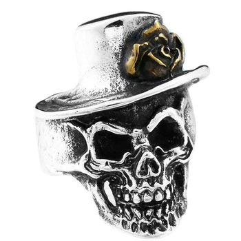 2017 New Golden Rose Skull Ring 316L Stainless Steel Mens Women Fashion Cool Skull Ring
