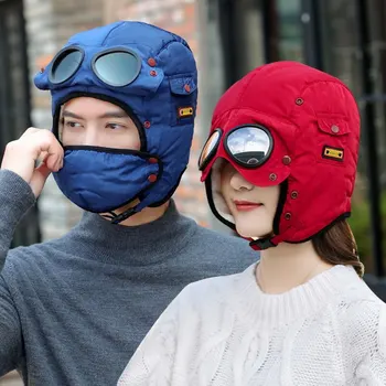2020 Nowy Oryginalny Design Czapki Zimowe Dla Kobiet Nowa Moda Ciepła Czapka Zima Mężczyźni Wodoodporny Z Okularami Fajna Kominiarka