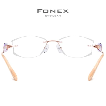 FONEX Titanium Wire Rimless Glasses Women Ultralight Luxury Diamond Trim przepisane im optyczne, okulary oprawki okulary 973