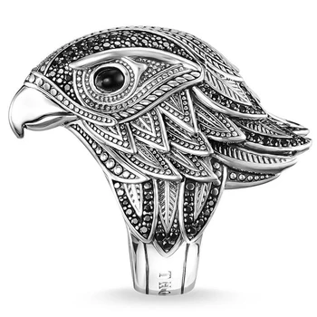 Męskie Eagle Fine wykwintne pierścień moda kolor czarny metal Cyrkon ślub punk biżuteria akcesoria Q3T474