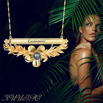 Cring Coco Fashion Hawaiian Plumeria Pendants Water Wave Chain Naszyjnik z Jewelry Custom Name Necklaces & Pendant Party for Women