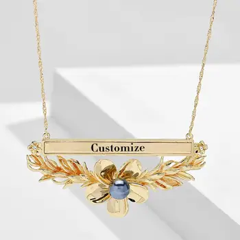 Cring Coco Fashion Hawaiian Plumeria Pendants Water Wave Chain Naszyjnik z Jewelry Custom Name Necklaces & Pendant Party for Women