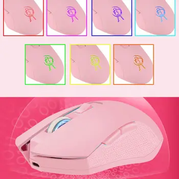 Różowe ciche led optyczne gry myszy 1600DPI 2.4 G USB mysz bezprzewodowa do laptopa PC