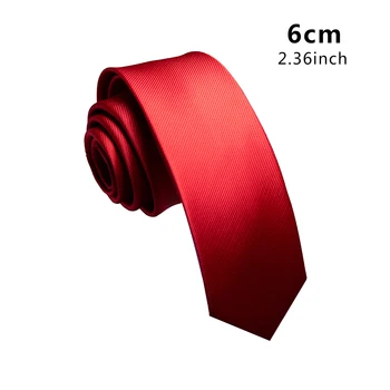 KAMBERFT wysokiej jakości żakard Jedwabny Jednolity krawat dla mężczyzn 6 cm cienki klasyczny jednolity krawat czerwony ciemny-żółty krawat do ślubu firmy