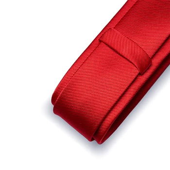 KAMBERFT wysokiej jakości żakard Jedwabny Jednolity krawat dla mężczyzn 6 cm cienki klasyczny jednolity krawat czerwony ciemny-żółty krawat do ślubu firmy