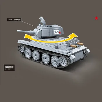 Wojskowa seria ii wojna Światowa Radziecki BT-7, lekka kawaleria czołg żołnierzy broń DIY model bloki zabawki prezenty