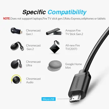 Ugreen Ethernet adapter do Chromecast USB 2.0 to RJ45 dla Google Chromecast 2 in 1 Ultra Audio TV Stick Micro USB, karta sieciowa