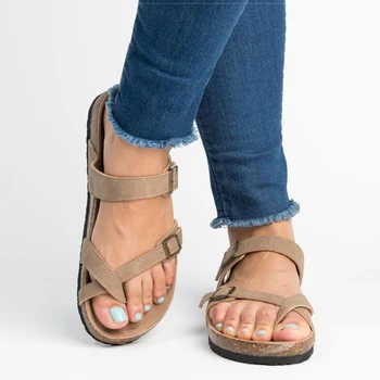 Damskie Sandały Rzymski Styl Letnie Sandały Do 2019 Japonki Plus Rozmiar 35-43 Płaskie Sandały Plażowe Lato Zapatos Mujer Obuwie