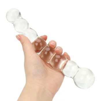 OLO Anal Plug erotyczne seks towary masażer prostaty 8 koraliki szklana korek analny sex zabawki dla kobiet