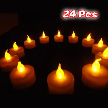 24 połyskujące zestaw świec działa na baterii mruga Świeca na baterie świece Tealight mocowania do lamp ślubny herbata światło