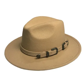 Filcu kapelusze filcu damskie męskie stałe z paskiem pasa Panamy jazzowe czapki zimowe, czapki vintage pasa codzienne formalne czarne верблюжьи kapelusze