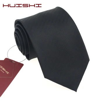 HUISHI wodoodporny czarny męski krawat prezent biznes ślub na szyję krawat męski strój prezent Gravata Stripes Check Plain tkane Żakardowe szyja