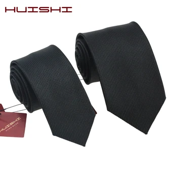 HUISHI wodoodporny czarny męski krawat prezent biznes ślub na szyję krawat męski strój prezent Gravata Stripes Check Plain tkane Żakardowe szyja