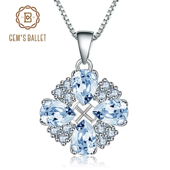 Gem's Ballet 925 srebro kobiety wykwintne biżuteria 3.74 Ct naturalny błękitny topaz kamień wisiorki naszyjnik