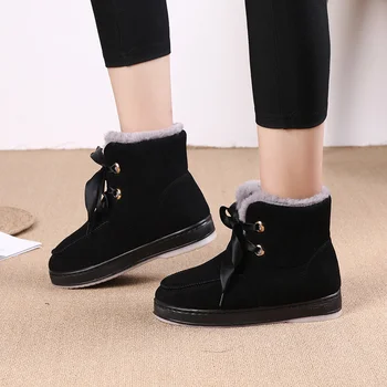 FEDONAS Fashion Newest Warm Women Snow Boots Suede Leather Butterfly Knot Thick Heels Shoes For Women Basic Party Shoes Woman