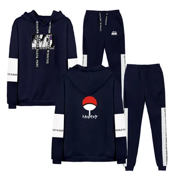 Anime Naruto codzienny strój sportowy męskie zestawy bluzy i spodnie z dwóch części zestawy z kapturem kostium sportowa odzież garnitur odzież