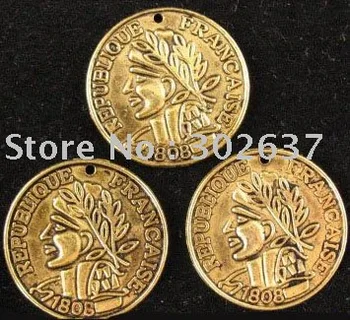 Darmowa wysyłka 120 szt. starożytna moneta złota okrągłe zawieszenia 23 mm A739G