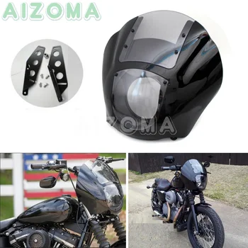 Przezroczysty motocykl ćwierć reflektory owiewka w/uchwyt montażowy zestaw Harley Softail Sportster 883 1200 Dyna Street Fat Bob FXD FLD