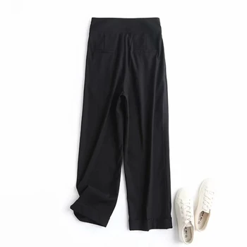 LVWOMN spodnie Za Women 2021 wzór moda spodnie z wysokim stanem damskie dostępne kieszenie biurowe lady eleganckie codzienne damskie spodnie