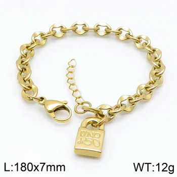 Moda kobiety mężczyźni kolor srebrny złoto stal nierdzewna Rud Ball Bead key UN de50 Lock Key Heart Chain bransoletka biżuteria