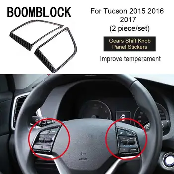 BOOMBLOCK 2X samochodowy kierownica panel pokrywa przycisk ramka 3D z włókna węglowego naklejka samochód-stylizacja do Hyundai Tucson 2016 2017
